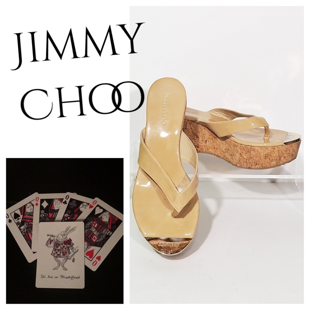 Jimmy Choo Pathos Patent Leather Wedge Sandal
